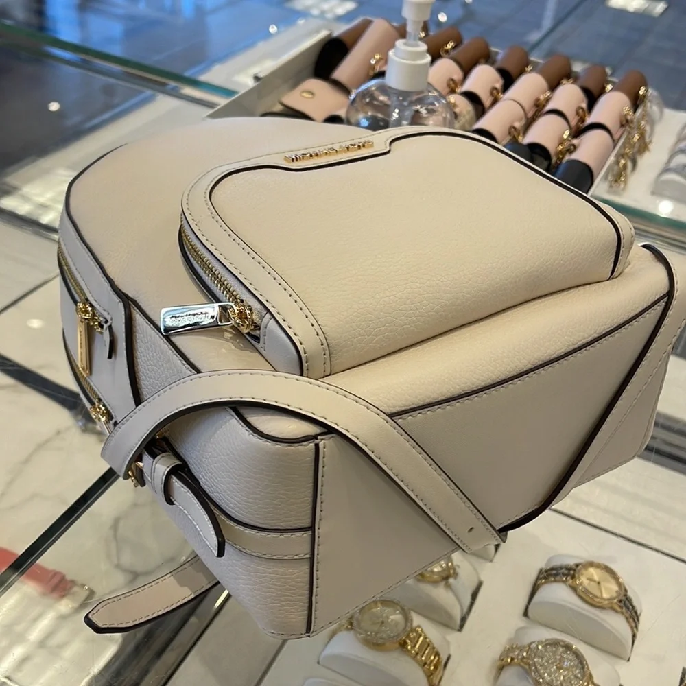 Michael Kors Cream Leather Mini Backpack with Gold Hardware